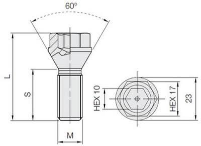 M14 x 1.5 wielbout conisch