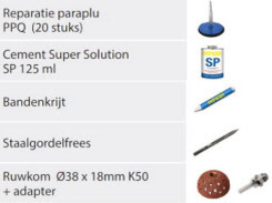 inhoud banden reparartie kit